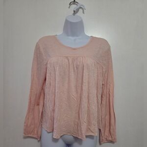 Anthropologie T.la Pink Long Sleeve Women's Babydoll Top Medium